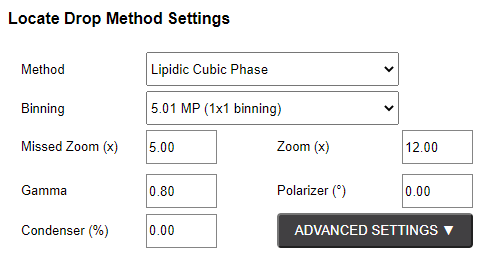 Locate Drop Method Settings