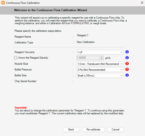Calibrating Continuous Flow Chips