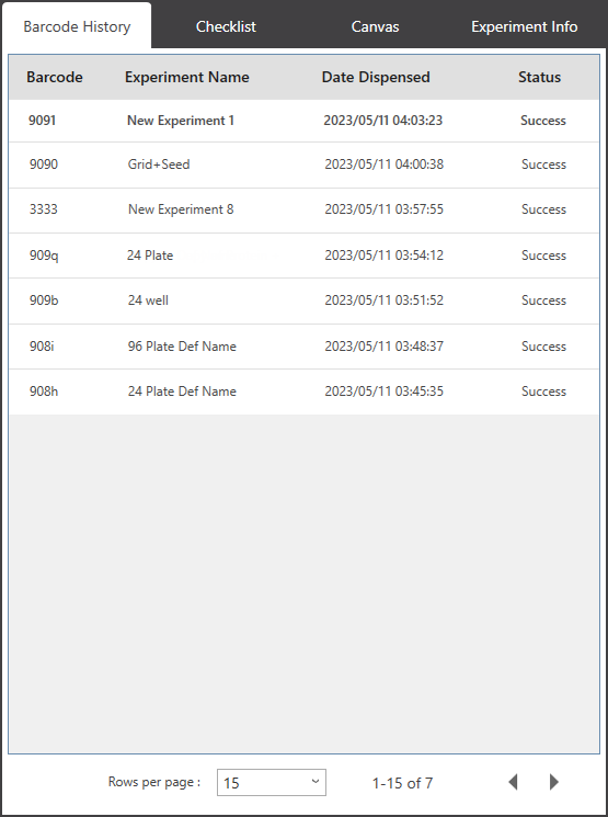 Barcode History Table