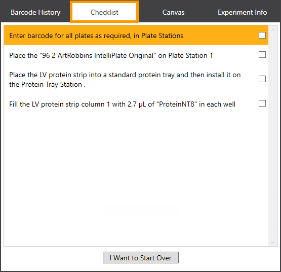 Checklist Tab in the ROCK MAKER Integration View