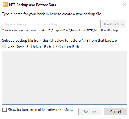 NT8 Backup and Restore Data