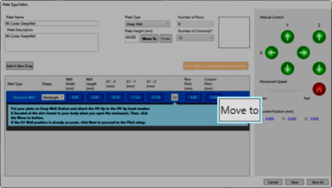 A Move To Button to Move the Head to the Deep Well Station