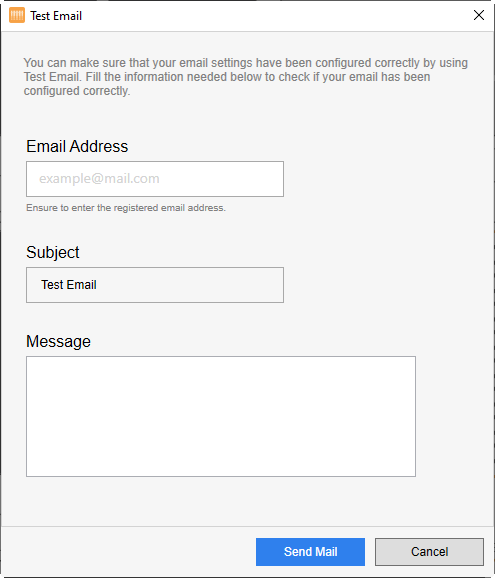 Test Email Tab