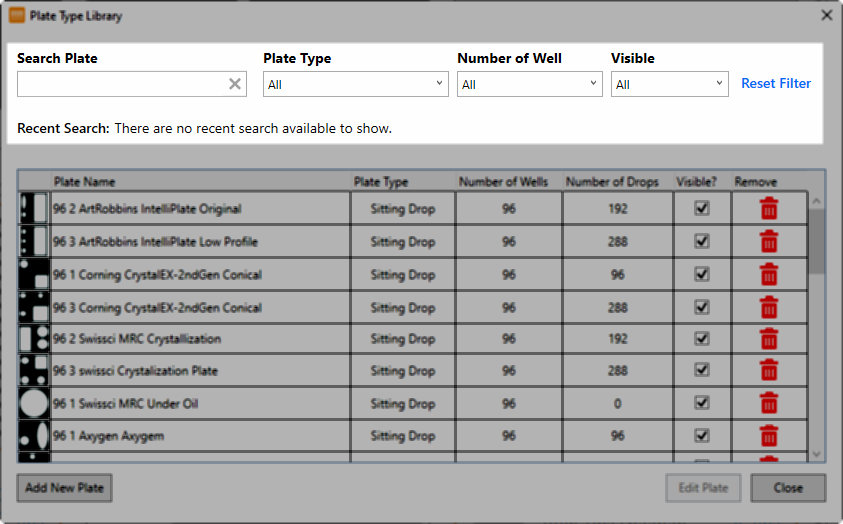 A New Plate Type Library User Interface to Search Plates