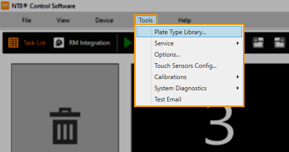 Selecting the Plate Type Library Option