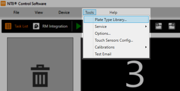 Selecting the Plate Type Library Option