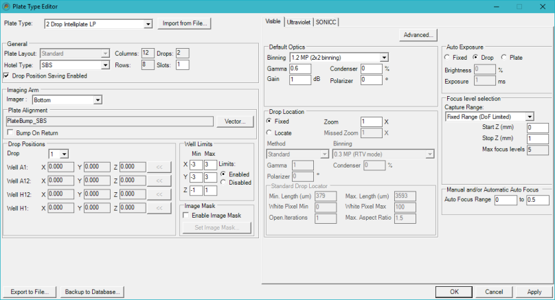 Plate Setting With Program Setting Up Plate Definitions