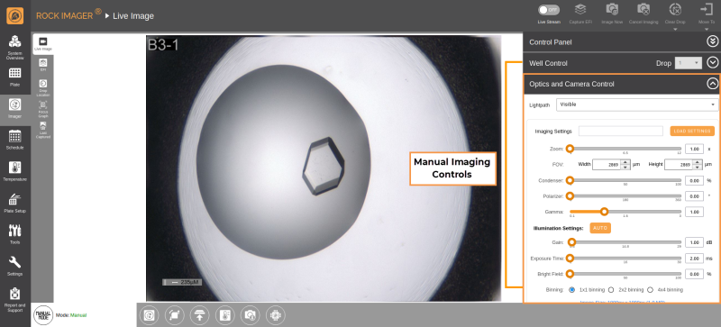 Manual Imaging Control Is Available in Manual Mode