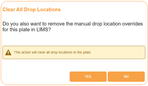 Clearing Drop Location Overrides Confirmation Message