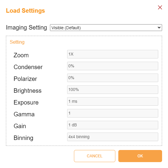 Load Settings Dialog Box