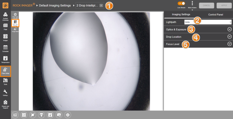 Default Imaging Settings Sub-menu