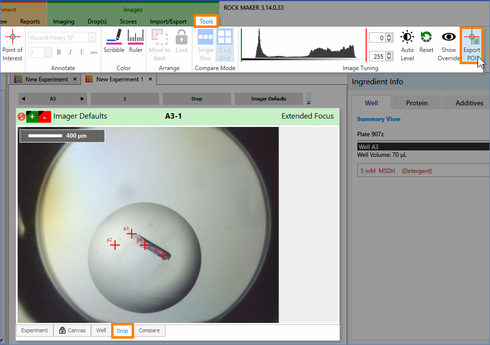 Exporting Points of Interest by Using the Export POI Button