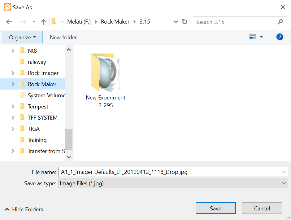 Saving and Deleting Images — ROCK MAKER 3.18 documentation