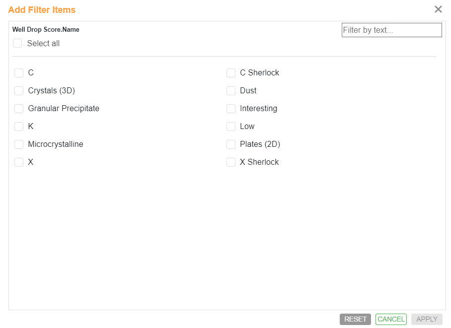 Add Filter Items Dialog Box