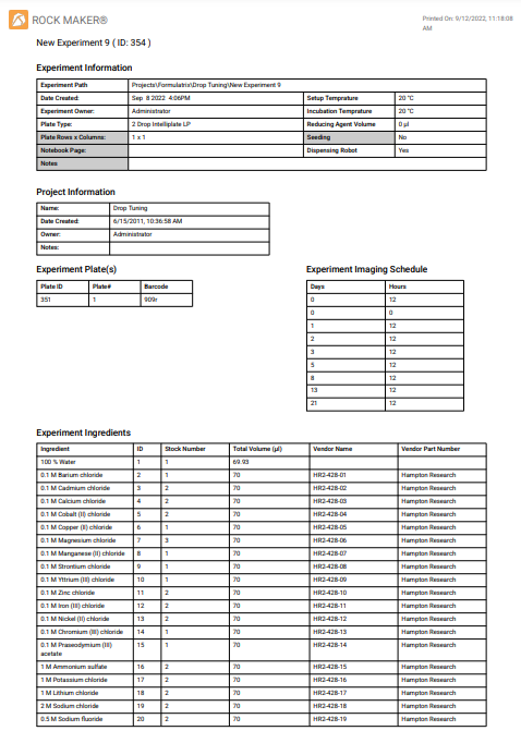 Experiment Report — ROCK MAKER 4.6 documentation