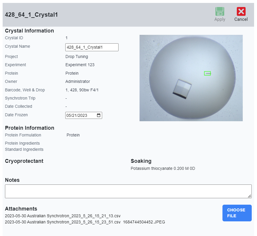 Crystal Definition Dialog Box
