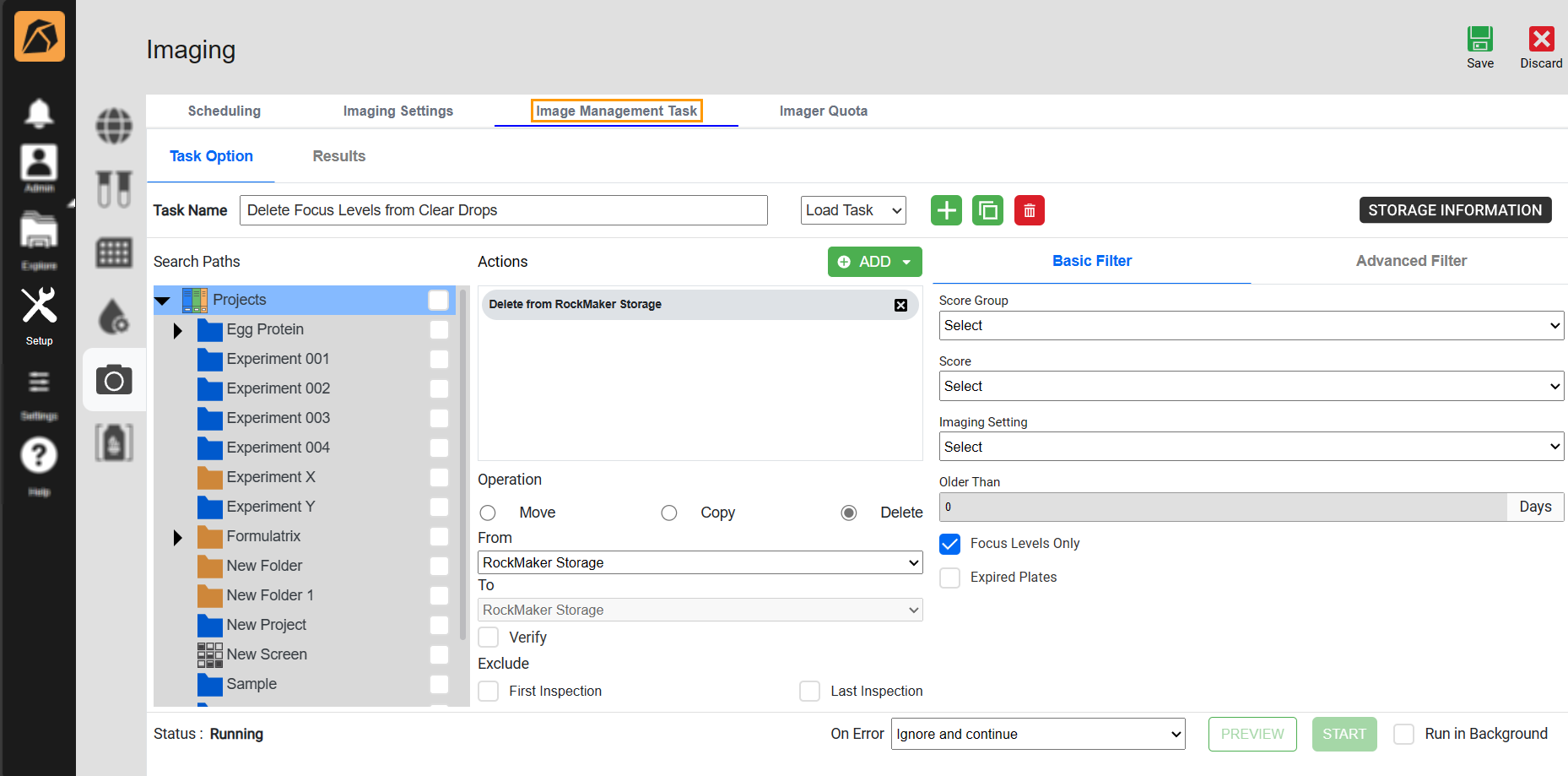Image Management Task Tab