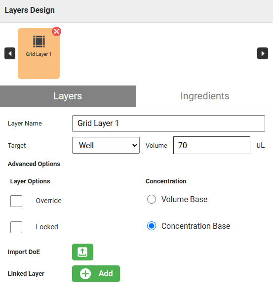 Layers Design Panel in Grid Layer