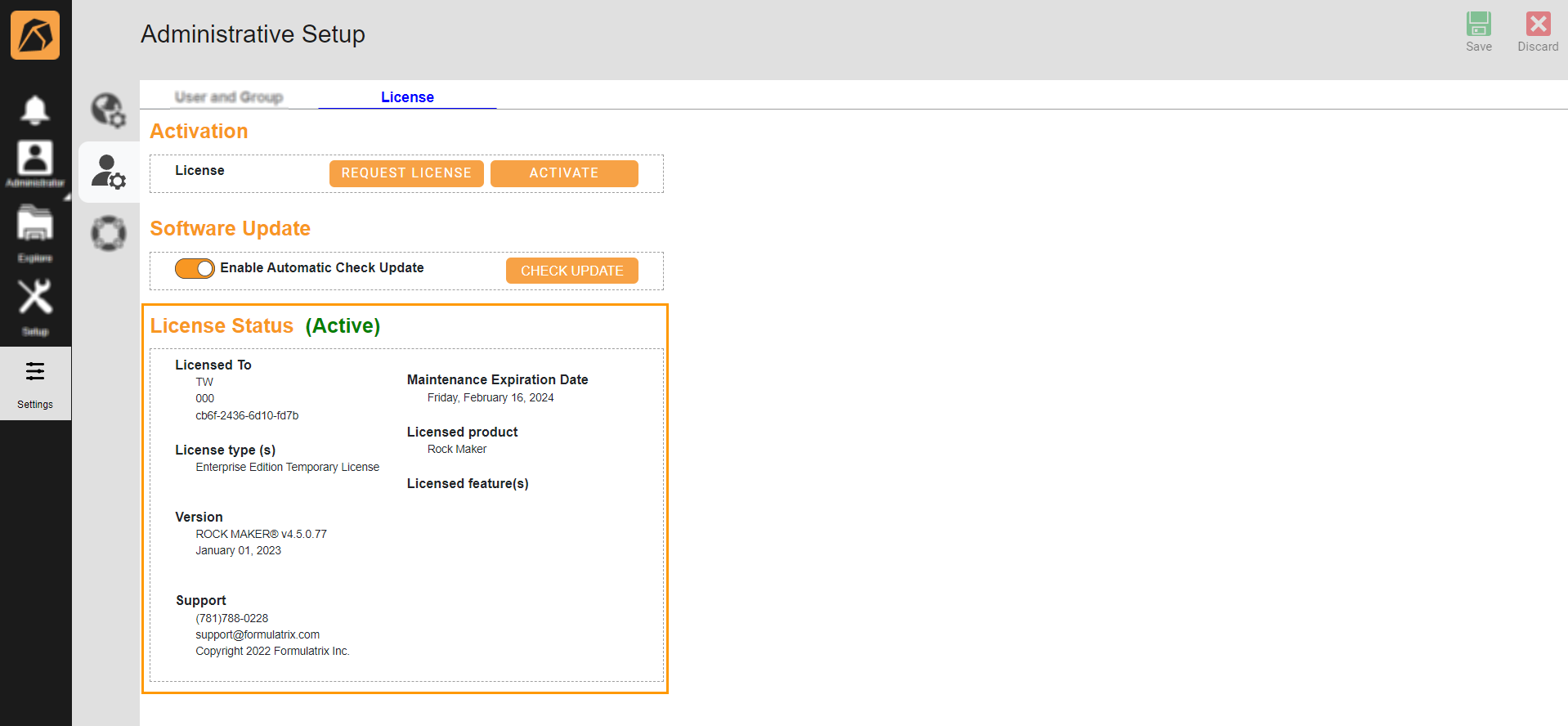 License Status Section