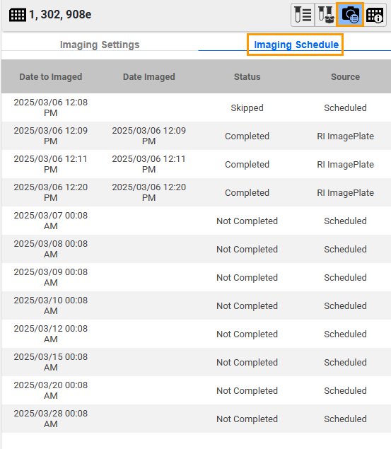 Image Schedule Sub-tab