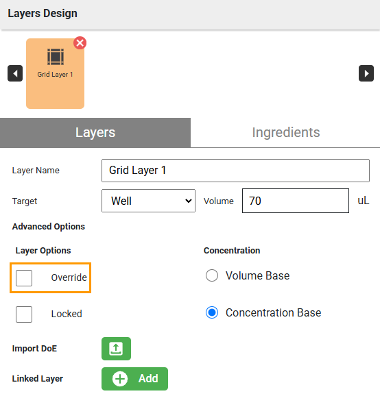 Override Check Box