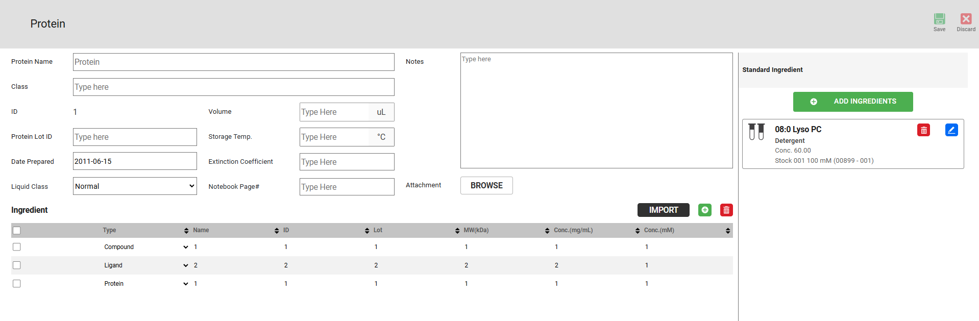 Protein Formulation Tab