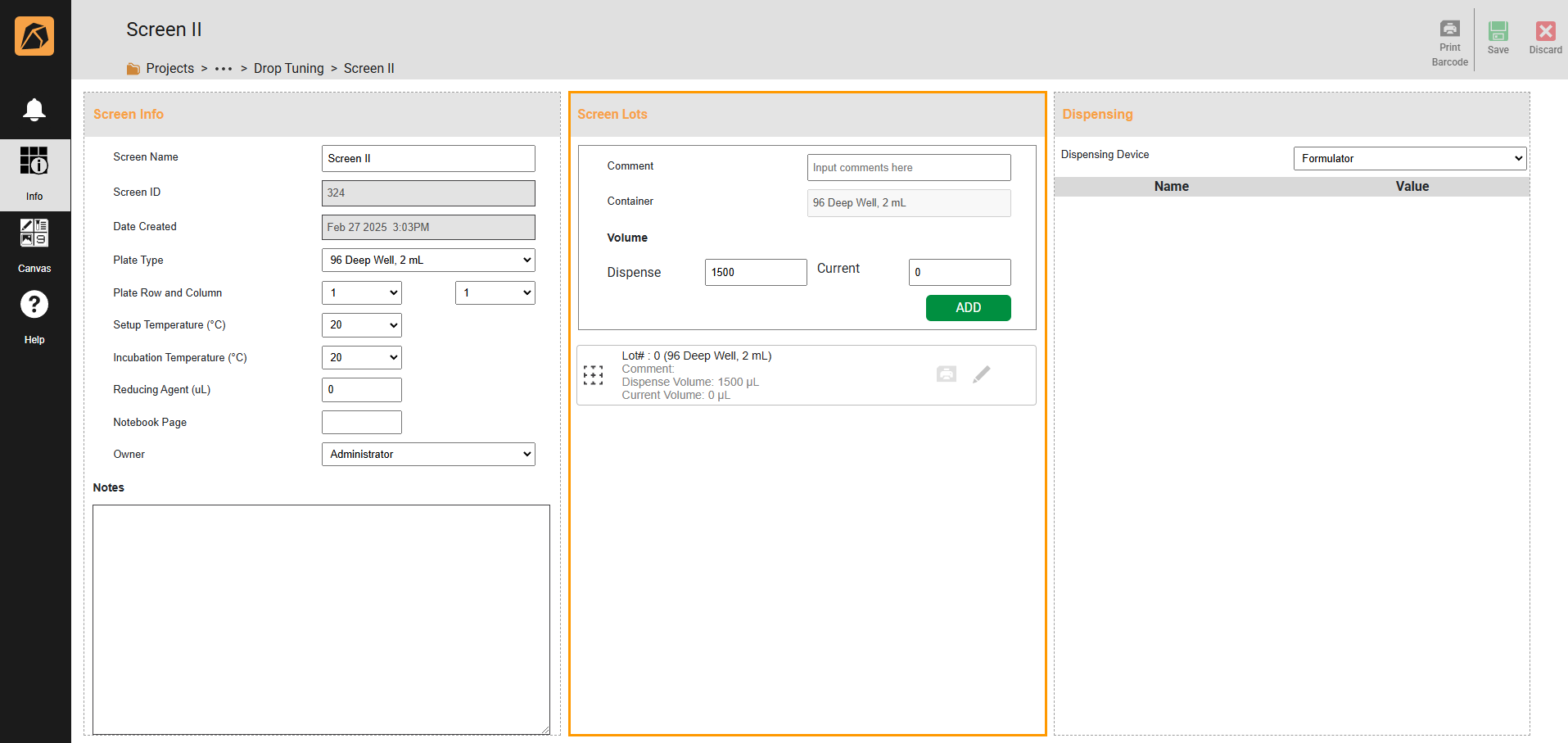 Screen Lots Section
