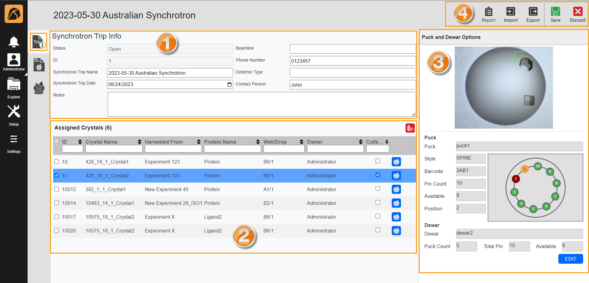Synchrotron Trip Info Submenu